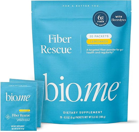Bio.me - Fiber Rescue Limonada 20 Sachês de Viagem – Pó de Casca de Psyllium para Saúde Digestiva