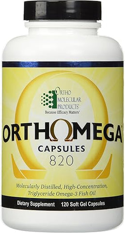 Orthomega 820-120 Cápsulas Soft Gel – Ômega 3 Concentrado 820mg – 120 Cápsulas - Ortho Molecular Products