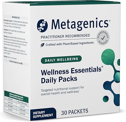 Wellness Essentials – 30 Pacotes Diários de Multivitaminas – Suporte para a Saúde do Coração* – com Vitaminas A, C, D, E – Ácidos Graxos Ômega-3 – Não-OGM - Metagenics