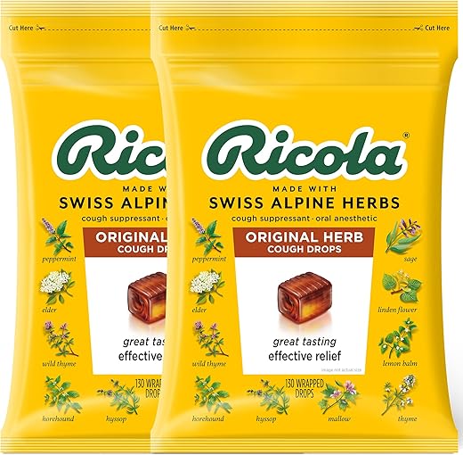 Original Herb Bag | Pastilhas para Garganta com Supressor de Tosse | Alívio Duradouro Naturalmente Calmante – 130 Unidades (Pacote com 2) - Ricola