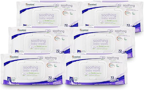 Lenços Umedecidos Calmantes para Bebês com Pele Macia, Limpa e Sensível, 72 lenços, 6 pacotes - Himalaya