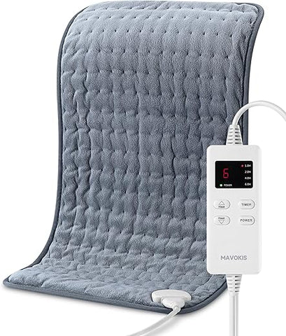 Aquecedor Elétrico MAVOKIS para Alívio de Dor nas Costas, Almofadas Térmicas para Cólicas com Desligamento Automático, 6 Configurações de Calor, Almofada Térmica Elétrica para Pescoço e Ombro, 12″ x 24″, Calor Úmido