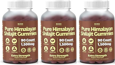 Bodi Wellness - Gummies Veganos Sem Açúcar com 85 Minerais Traços – Pure Himalayan Shilajit 1500mg – 270 Gummies (ML/G)