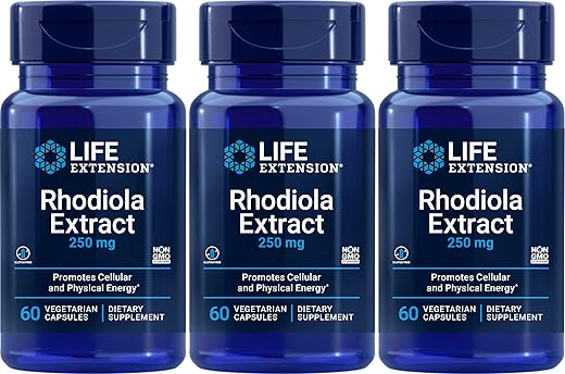 Extrato de Rhodiola (3%% Rosavinas) – 250 Mg – 60 Vcaps (Pacote com 3) | Aumente sua vitalidade com o Extrato de Rhodiola da Life Extension - Life Extension