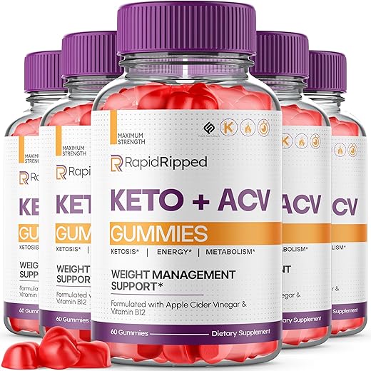Fuze Naturals - (5 Pacotes) Gomas Rapid Ripped Keto ACV – Suplemento Vitamínico de Vinagre de Maçã 1000mg para Mulheres e Homens, Veganas e Rápidas – RapidRipped Keto