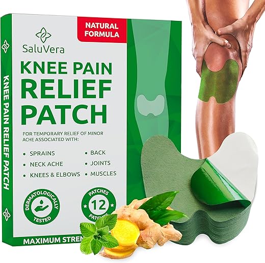 SaluVera - Patches de Alívio da Dor, Placas de Ervas Quentes para Alívio da Dor, Patches de Alívio da Dor no Joelho, Patches para Alívio da Dor no Joelho, Forte Alívio Ósseo para Dor no Joelho, Alívio Duradouro de 12 Horas para Articulações