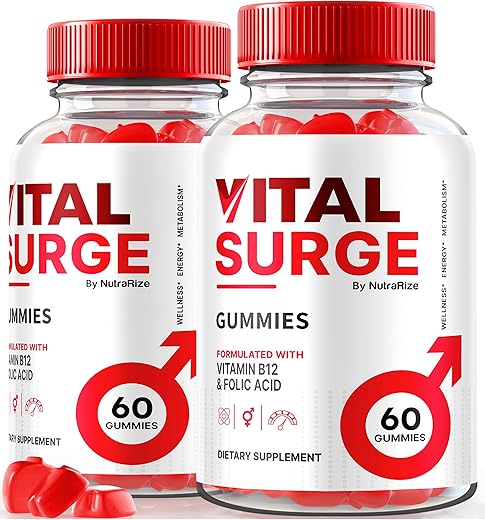 NutraRize - (2 Pacotes) Gomas Vital Surge, VitalSurge Gomas Naturais, Vital Surge Gomitas, Suplemento de Vinagre de Maçã, Avaliações Oficiais das Gomas Vital Surge (120 Gomas)