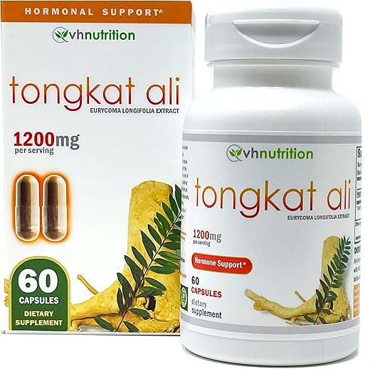 TONGKAT ALI | Suporte Hormonal Extra Forte para Homens* | Extrato Padronizado de Eurycoma Longifolia (LongJack) 200 para 1 em Pó | 60 Cápsulas - VH Nutrition