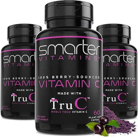 SmarterVitamins - (3 Pacotes) Vitamina C Natural de Alimentos Integrais para Suporte Imunológico de Bagas, Antioxidantes Premium, Bioflavonoides
