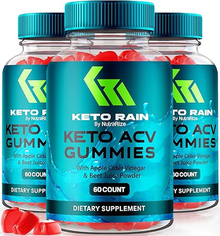 NutraRize - (3 Pack) Gomas Keto Rain ACV, Oficiais KetoRain Keto ACV, Suplemento Natural Keto, Vinagre de Maçã Keto, Avaliações Keto Plus ACV (180 Gomas)