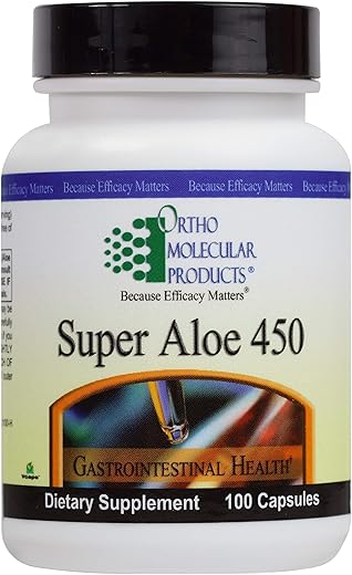 Ortho Molecular Products - Ortho Molecular – Super Aloe 450 – 100 Cápsulas | Aloe Vera | Saúde Digestiva | 450 mg | 100% Natural