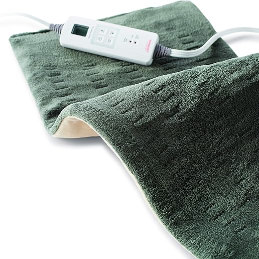 XL Aquecedor para Alívio de Dor nas Costas, Pescoço e Ombros, Desligamento Automático, 6 Configurações de Calor, Extra Grande 12 x 24, Verde, Ideal para Dores Musculares e Artrite - Sunbeam