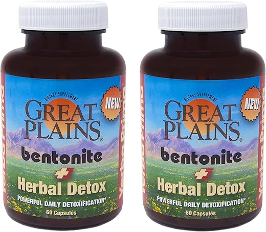 Bentonite Clay Plus Herbal Detox – 60 Cápsulas Vegetarianas (Pacote com 2) – Desintoxicação Poderosa, Ingredientes Premium, Detoxificação Diária Eficaz - Yerba Prima