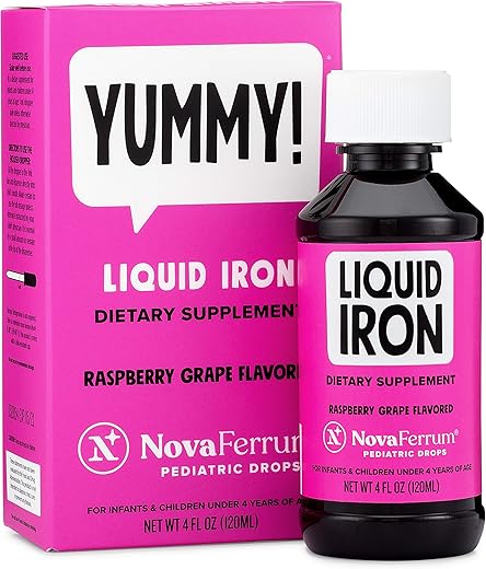 Yummy | Suplemento Líquido de Ferro para Bebês e Crianças | 15mg de Ferro por Dose de 1mL | Idade 4+ - NovaFerrum