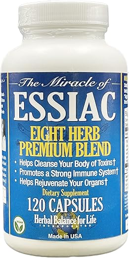 Herbal Balance for Life - Chá Essiac Orgânico em Cápsulas de 8 Ervas, 3199 mg por Porção – 120 Cápsulas, com Raízes de Serralha de Ovelha, Fórmula Mais Potente de Chá Essiac de 8 Ervas por Enfermeira Rene Caisse