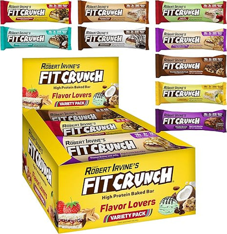 Fit Crunch - FITCRUNCH Barras de Proteína Tamanho Lanche, Criadas por Robert Irvine, Barra Assada de 6 Camadas, 3g de Açúcar, Livre de Glúten