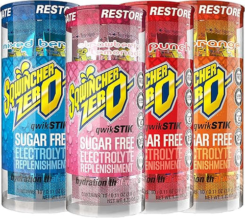 Zero Qwik Stik Sem Açúcar, Pack com 4 Sabores, 3g (200 unidades) - Sqwincher