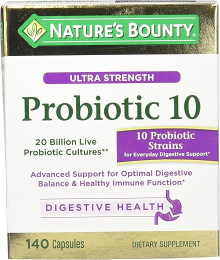 Nature's Bounty - Nature’s Bounty Ultra Strength Probiótico 10 – 140 Cápsulas | Fortaleça sua saúde intestinal | Marca Nature’s Bounty