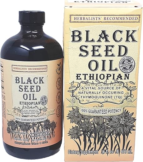 Herbal Organic Works - Óleo de Semente de Cominho Preto (473ml) 3 Vezes Mais Timoquinona, 100% Puro Óleo de Semente de Cominho Preto Etíope, Vidro de Nigella Sativa 100% Natural