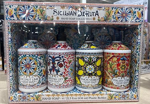 Generic - Coleção de Sabonetes Sicilian Deruta | 4 x 635 ml Frascos de Plástico Italiano de Limão Cítrico Verbena Gardenia Lírio Coco Lima 2.548 g
