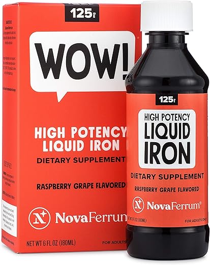Wow | Suplemento Líquido de Ferro de Alta Potência 125mg | Deficiência de Ferro | Dose de 5mL | Vegano e Sem Glúten - NovaFerrum