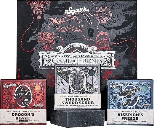 Coleção Game of Thrones com Caixa de Colecionador – Kit de 3 Sabonetes Naturais para Homens e Sabonete Game of Thrones para Homens - Dr. Squatch