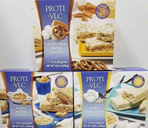 Nutmeg State Nutrition - Pacote de Barras Dietéticas Proti Fit VLC Bar (21 Porções) Sabor Baunilha Fofinha. Amendoim Fofinho, Toffee Salgado – Nutritivo e Saudável, Baixa Caloria, Baixo Teor de Gordura, Baixo Carboidrato, Baixo Açúcar