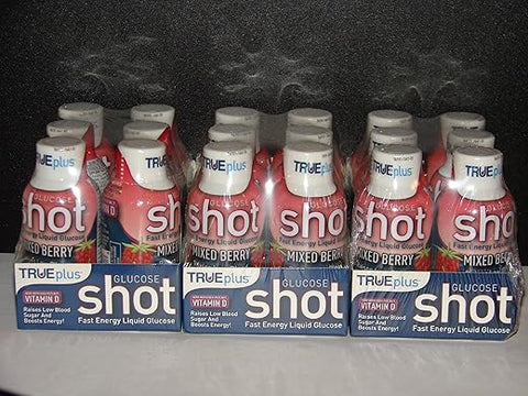TRUEplus - True Plus Shots Líquidos de Glicose Sabor Frutas Vermelhas 60ml – Pack com 18 unidades