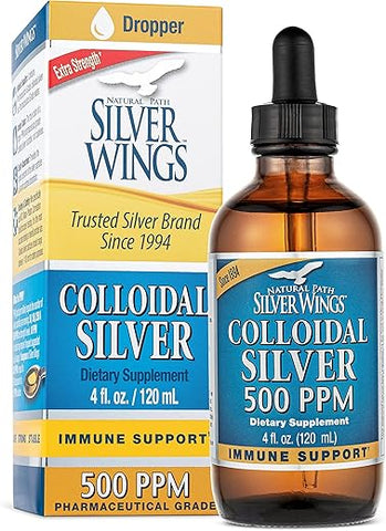 Suplemento Mineral Dietético Natural Path Silver Wings, Prata Coloidal, 500 PPM, 120 ml