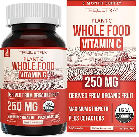 Triquetra Health - Vitamina C Orgânica | Vitamina C de Alimentos Integrais de Frutas + Cofatores de Absorção – Vegano, Bioacessibilidade Aprimorada – Suporte Imunológico, Antioxidante, Saúde Total (90 Porções)