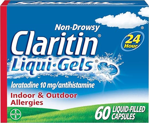 Liqui-Gels 24 Horas Alívio de Alergia, Medicamento Antialérgico Não Sonolento, Cápsulas de Loratadina, 60 Unidades - Claritin