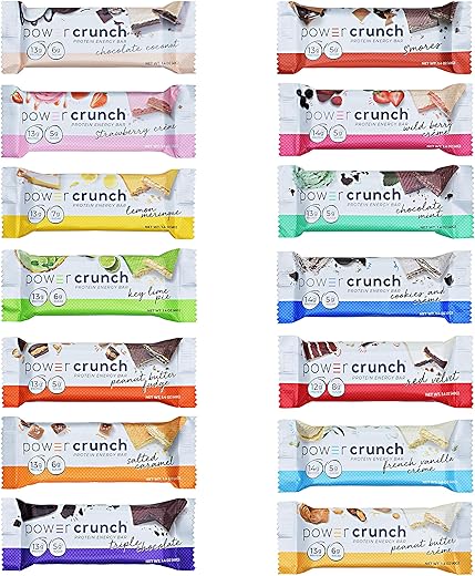 ADVENTURE BOX - Power Crunch Barras de Proteína Original, Pack com 14 Sabores Deliciosos, Snack Energético de Alta Proteína 40g (Pack com 14 Barras)