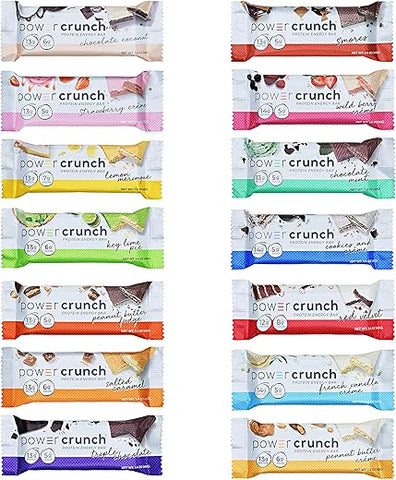 ADVENTURE BOX - Power Crunch Barras de Proteína Original, Pack com 14 Sabores Deliciosos, Snack Energético de Alta Proteína 40g (Pack com 14 Barras)