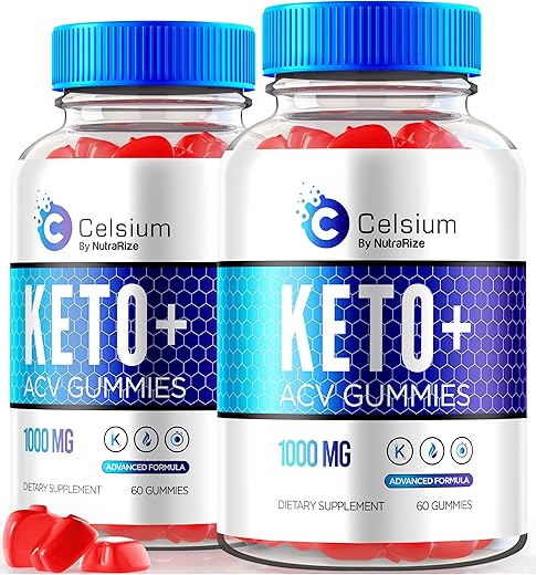 NutraRize - (2 Pacotes) Gomas Celsium Keto ACV, Fórmula Avançada Celsium Keto ACV, Celsius Keto Plus 1000MG Vinagre de Maçã, Keto Oficial 100% Natural, Suplemento Alimentar Celsium, Gummies Keto