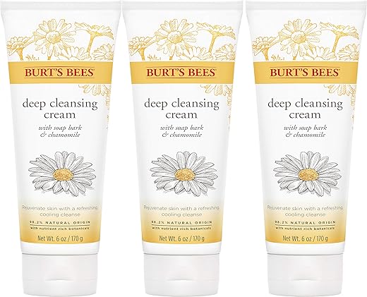 Burt's Bees - Burt’s Bees Face Wash, Creme de Limpeza Facial Profunda, Limpeza Natural com Camomila, 6 Ounce (Pack de 3) (Embalagem Pode Variar)