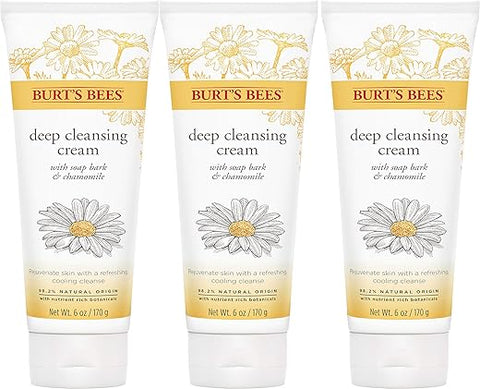 Burt's Bees - Burt’s Bees Face Wash, Creme de Limpeza Facial Profunda, Limpeza Natural com Camomila, 6 Ounce (Pack de 3) (Embalagem Pode Variar)