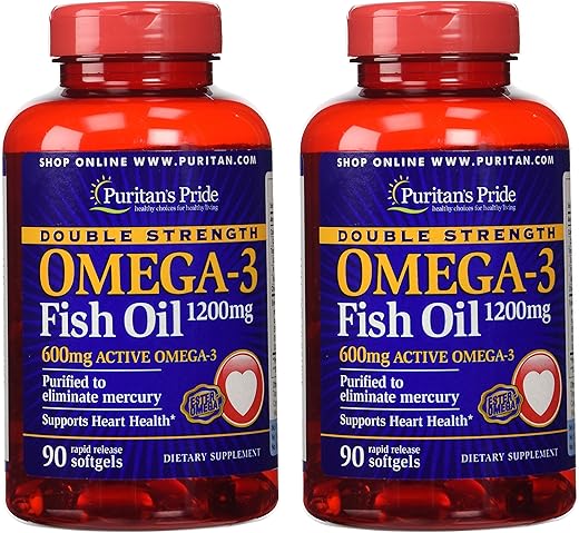 Puritan's Pride - Puritan’s Pride Ômega-3 Dupla Potência 2 Pacotes 1200 mg/600 mg Ômega-3 3-90 Cápsulas – Compre Agora!