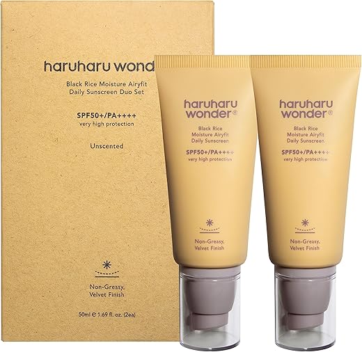 HARUHARU - Protetor Solar Diário Haruharu Wonder Black Rice Moisture Airyfit 50ml (Pack com 2 unidades)