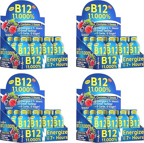 Shots Sabor de Frutas Vermelhas, Até 7 Horas de Energia, 57 ml, 48 Unidades - Vitamin Energy