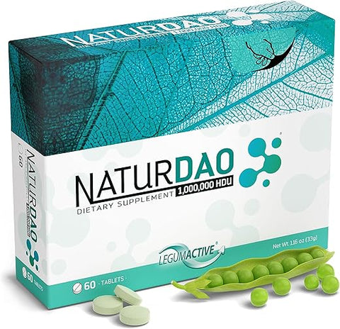 NATURDAOCOM LEGUMACTIVE - NATURDAO – 1,000,000 HDU – Enzima DAO – Bloqueador de Histamina – Diamina Oxidase – Intolerância Alimentar – 60 comprimidos