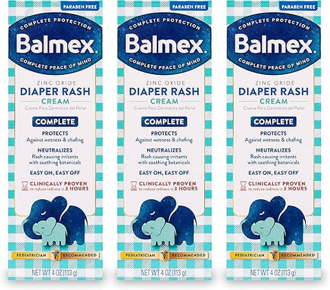 Creme para Assaduras Diárias de Bebê, Proteção Completa Comprovada Clinicamente para Reduzir Vermelhidão em Apenas uma Aplicação*, com Óxido de Zinco Botânico, Recomendado por Pediatras, 4g, 3 Pacotes - Balmex