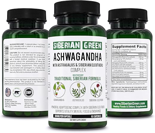Siberian Green - Raiz de Ashwagandha Orgânica com Astragalus – 100g – Produto de Qualidade Superior