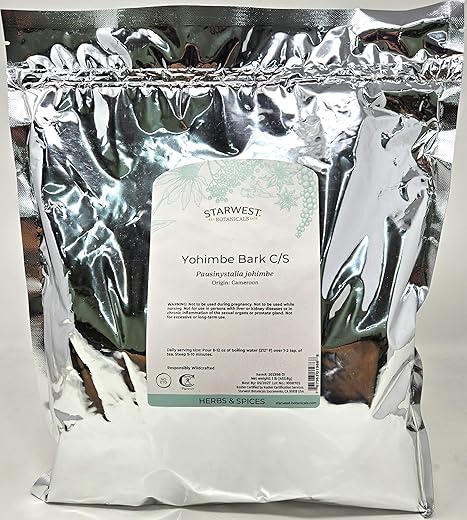 Starwest Botanicals - Yohimbe Bark Wildcrafted Cut – 100g | Produto Natural para Energia e Desempenho Masculino