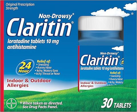 24 HR Medicamento Antialérgico Não Sonolento, Comprimidos de Loratadina, 30 Unidades - Claritin
