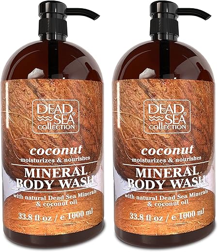 Sabonete Líquido de Coco para Mulheres e Homens – com Minerais do Mar Morto e Óleo de Coco – Limpa e Hidrata a Pele – Pacote com 2 (2000 ml) - Dead Sea Collection