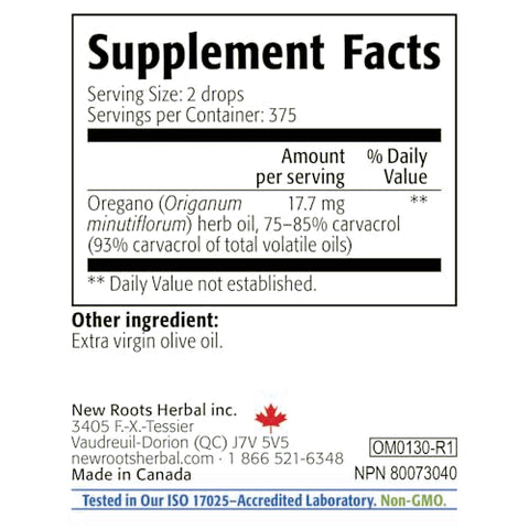 Oregano Selvagem C93 Extra Forte, 93% Carvacrol, 30 ml - NEW ROOTS HERBAL