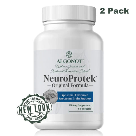Algonot - NeuroProtek® 2 pack: Luteolina lipossomal com óleo de bagaço de oliva – Suplemento dietético oral único, patenteado e natural em cápsulas gelatinosas que pode promover harmonia