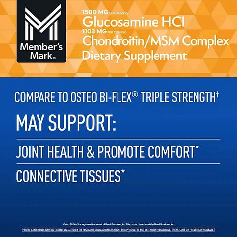 Member’s Mark Glucosamine HCl and Chondroitin/MSM Complex Tablets, 220 ct.